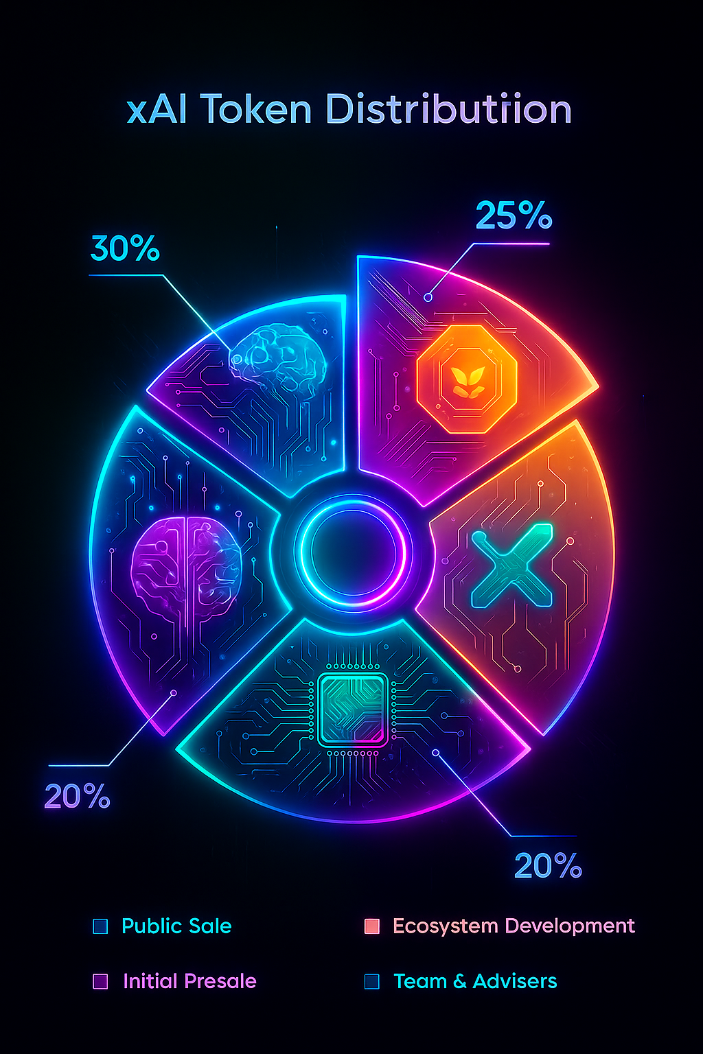 Pie chart of XAI95B token distribution